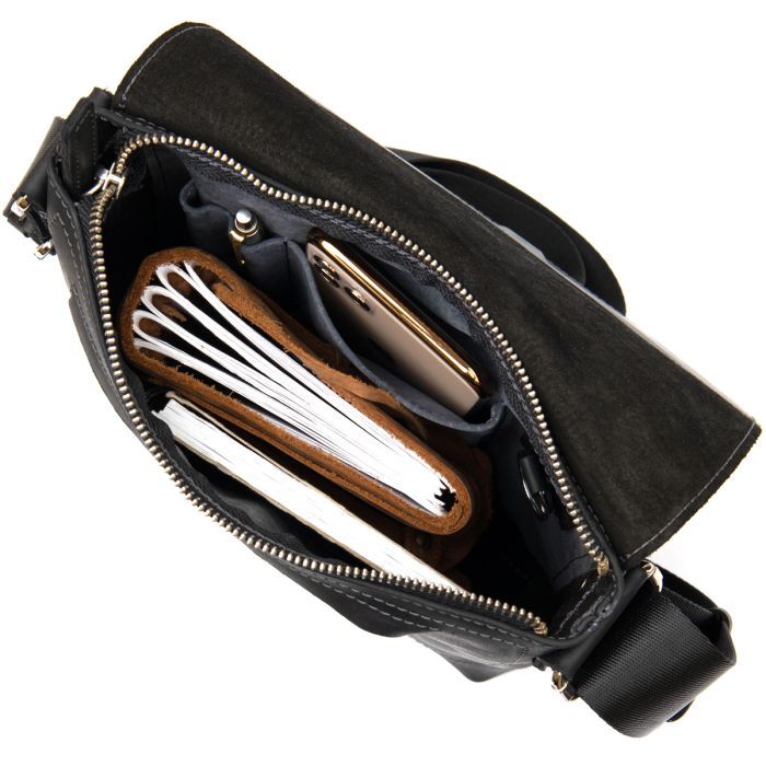 Сумка Grande Pelle Кожаная мужская Темно-синяя (11433) изображение 6