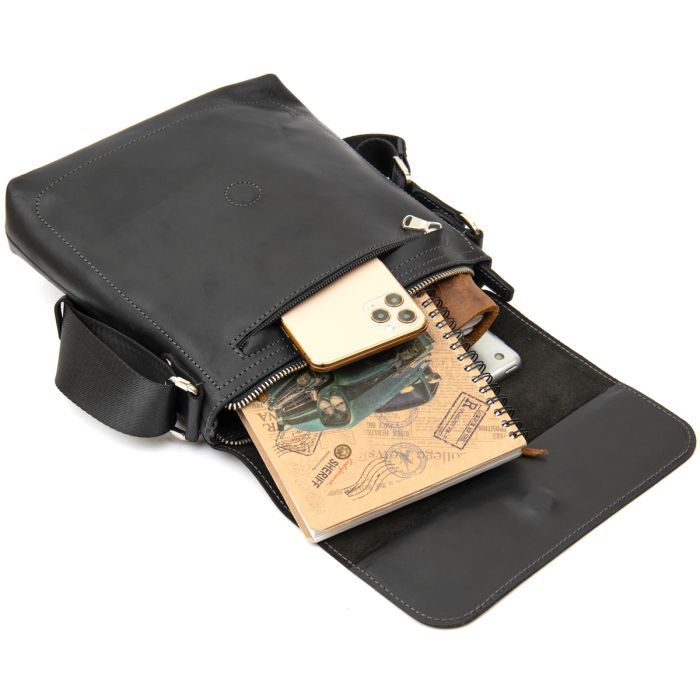 Сумка Grande Pelle Кожаная мужская Темно-синяя (11433) изображение 7