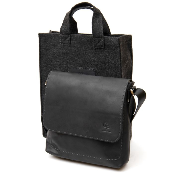 Сумка Grande Pelle Кожаная мужская Темно-синяя (11433) изображение 8