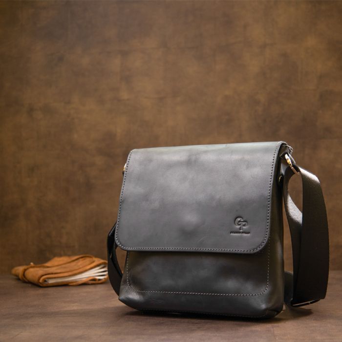 Сумка Grande Pelle Кожаная мужская Темно-синяя (11433) изображение 9