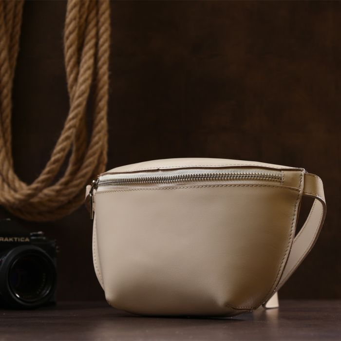 Сумка Shvigel Бананка из натуральной кожи Бежевая (16391) изображение 8