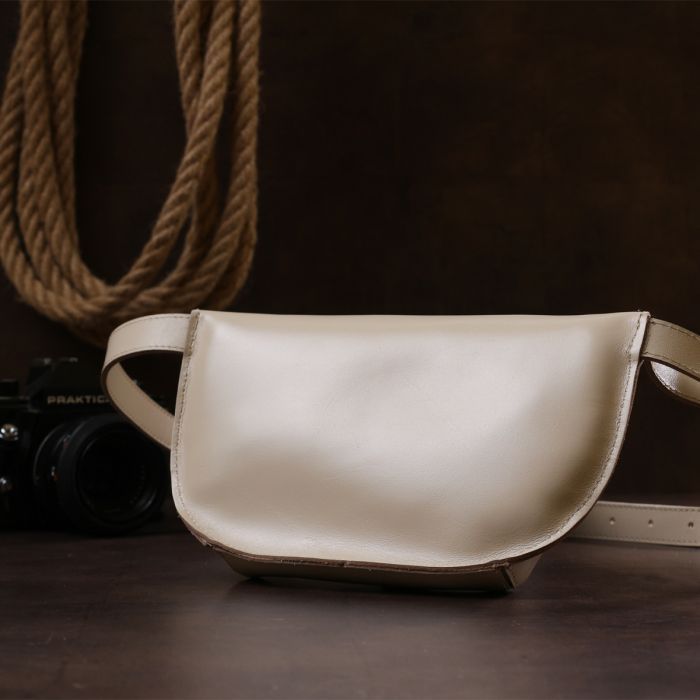 Сумка Shvigel Бананка из натуральной кожи Бежевая (16391) изображение 9