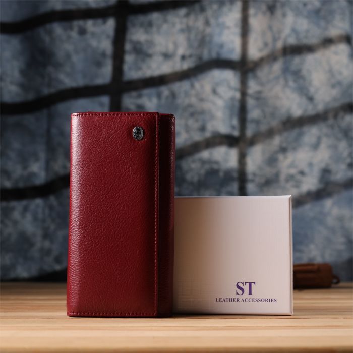 Гаманець ST Leather З натуральної шкіри Бордовий (23113) зображення 12