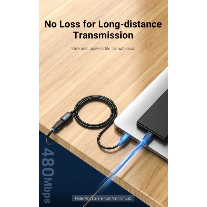 Дата кабель USB 2.0 AM/AF 1.5m black VENTION (CBIBG) изображение 12