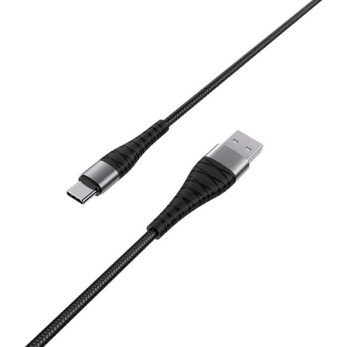 Дата кабель USB 2.0 AM to USB-C 1.0m 2.4A nylon BX32 black BOROFONE (6931474710451) изображение 2