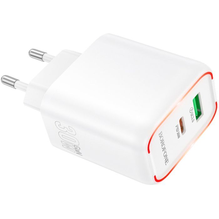 Зарядний пристрій BOROFONE BA89A Destello 1xUSB-C PD30W + 1xUSB QC3.0 White (6941991119361) зображення 2