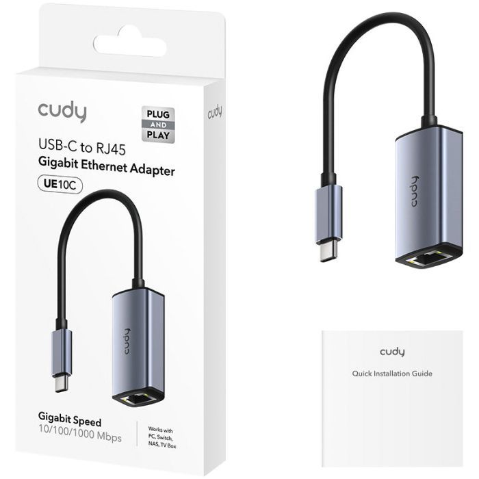 Адаптер USB-C to RJ45 Ethernet 1000Mbps Cudy (UE10C) зображення 2