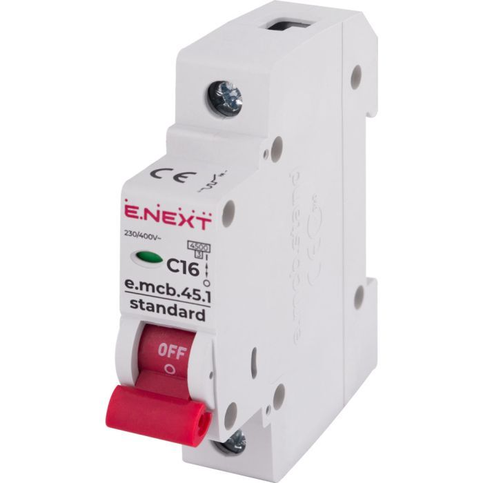 Автоматичний вимикач E.NEXT 1-п e.mcb.stand. 16А C ( 4,5кА) (s002008)