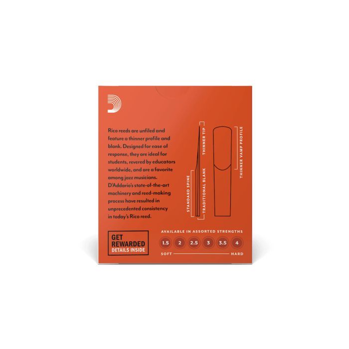 Трость для кларнета D'Addario Rico - Bb Clarinet #3.5 - 10 Pack (RCA1035) изображение 3