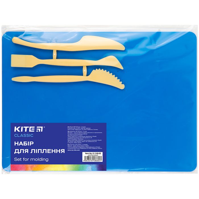 Доска для пластилина Kite набор Classic доска + 3 стека, синий (K-1140-02)