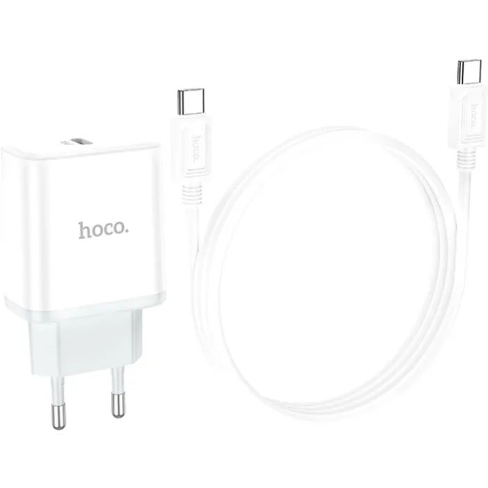 Зарядное устройство HOCO C104A USB-C PD20W + cable USB-C to USB-C white (6931474782915) изображение 7