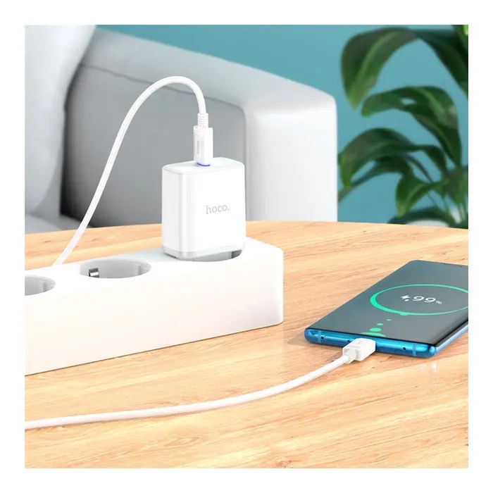 Зарядное устройство HOCO C104A USB-C PD20W + cable USB-C to USB-C white (6931474782915) изображение 9