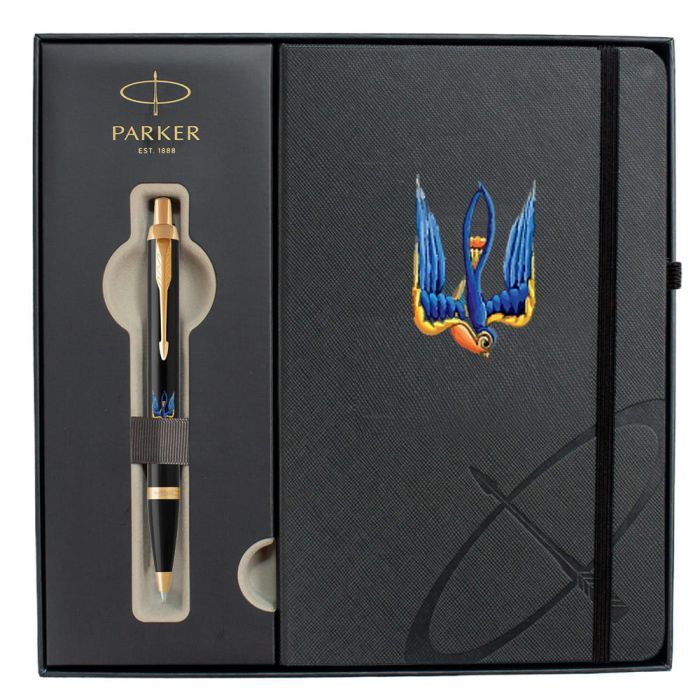 Ручка кулькова Parker IM 17 UKRAINE Black GT BP Тризуб-Ластівка + блокнот Parker + подар.упаковка GIFT24 (22032b24_T1230u) зображення 2
