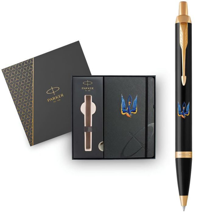 Ручка кулькова Parker IM 17 UKRAINE Black GT BP Тризуб-Ластівка + блокнот Parker + подар.упаковка GIFT24 (22032b24_T1230u) зображення 3