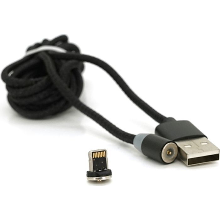 Дата кабель USB 2.0 to Lightning 1.0m 2A magnetic nylon black PiPo (18167) зображення 2
