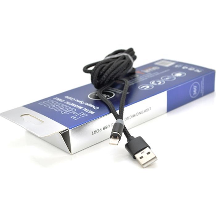 Дата кабель USB 2.0 to Lightning 1.0m 2A magnetic nylon black PiPo (18167) зображення 5