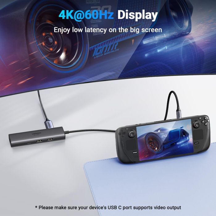 Концентратор Ugreen USB-C to HDMI + 2xUSB 3.2 + USB-C 3.2 + RJ45 + PD CM512 gray (45000) зображення 3