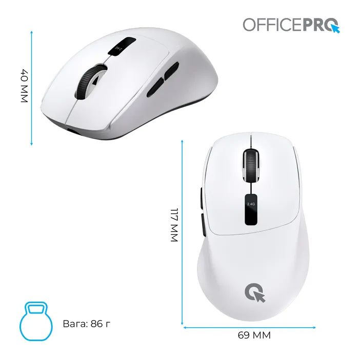 Мышка OfficePro M398B Wireless/Bluetooth Black (M398B) изображение 12