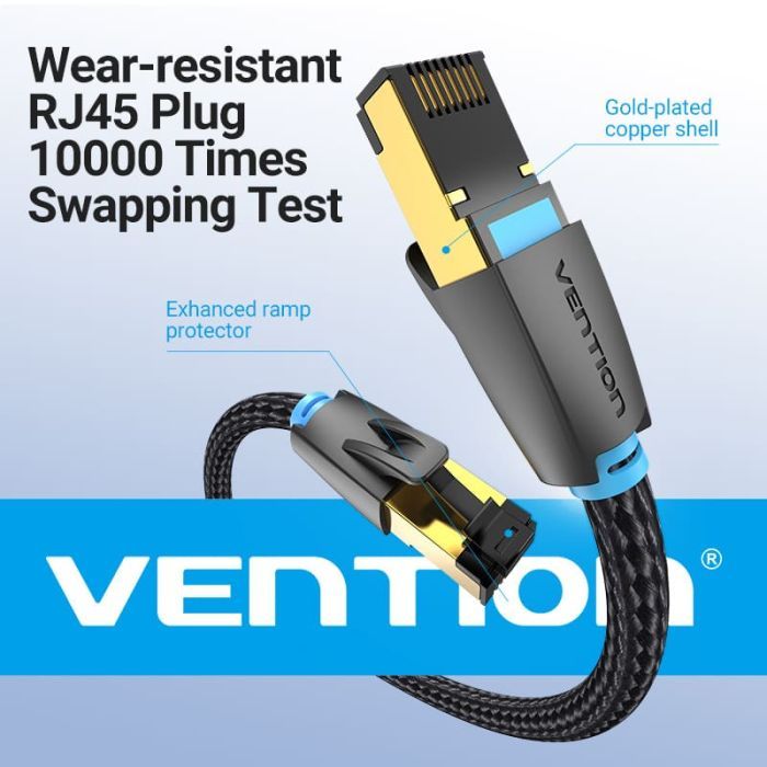 Патч-корд 1м, S/FTP cat 8 RJ-45 COPPER black Vention (IKGBF) изображение 6