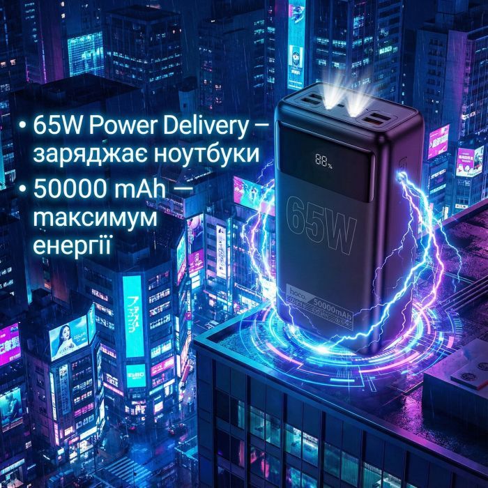 Батарея универсальная HOCO 50000mAh Apollo PD/65W QC/3.0 Black (DB81A / 714725) изображение 7