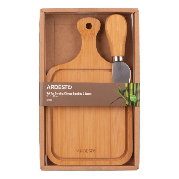 Доска для подачи Ardesto Midori, 2 предмети, 19х11х0.8см, бамбук, нержавіюча сталь (AR0936) изображение 5