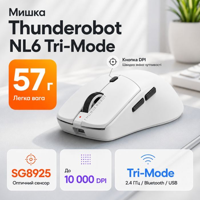Мышка Thunderobot NL6 Tril-Mode wireless Mouse (NL6) изображение 8
