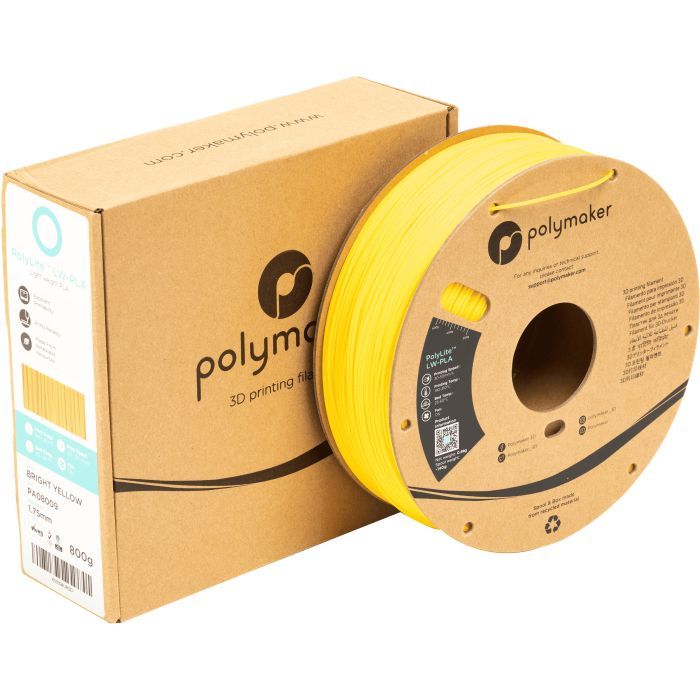 Пластик для 3D-принтера Polymaker PLA POLYLITE LW 1,75mm 0,8kg BRIGHT YELLOW (PA08009) изображение 3
