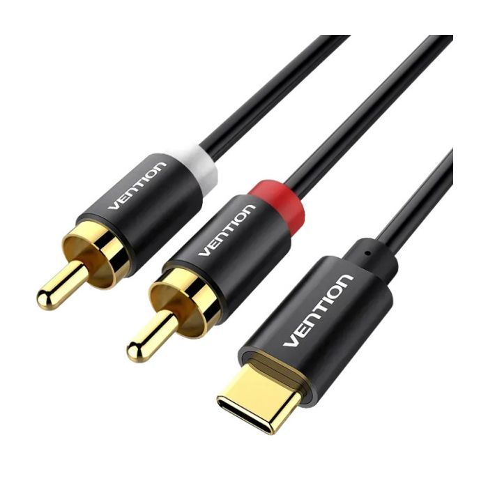 Кабель мультимедійний USB-C M to 2xRCA M 1.5m black Vention (BGDBG)
