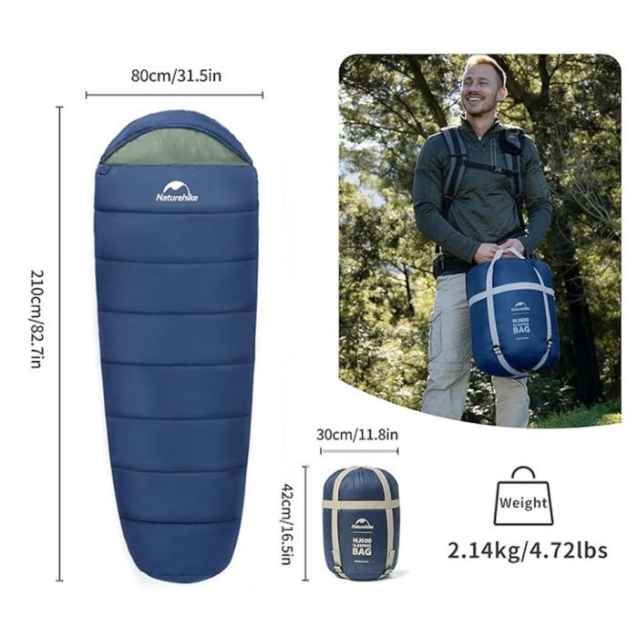Спальний мішок Naturehike з капюшоном MJ600 CNK2300SD014, темно-блакитний (6976507663977) зображення 2