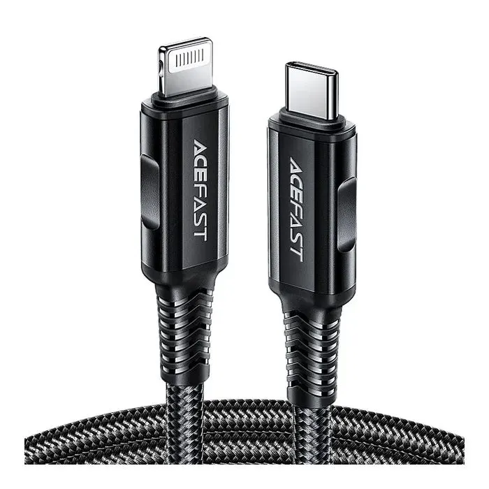 Дата кабель USB-C to Lightning 1.8m 30W 3A nylon black Acefast (6974316281306)