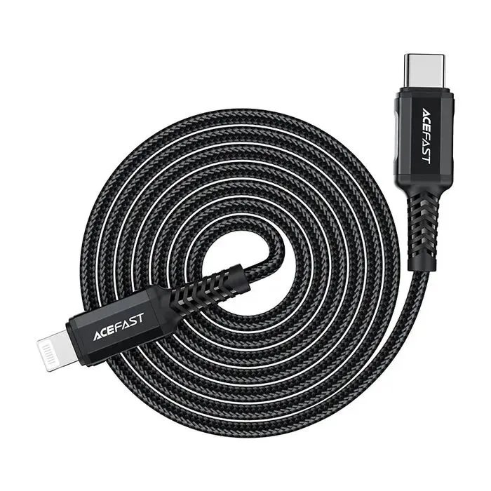 Дата кабель USB-C to Lightning 1.8m 30W 3A nylon black Acefast (6974316281306) изображение 4