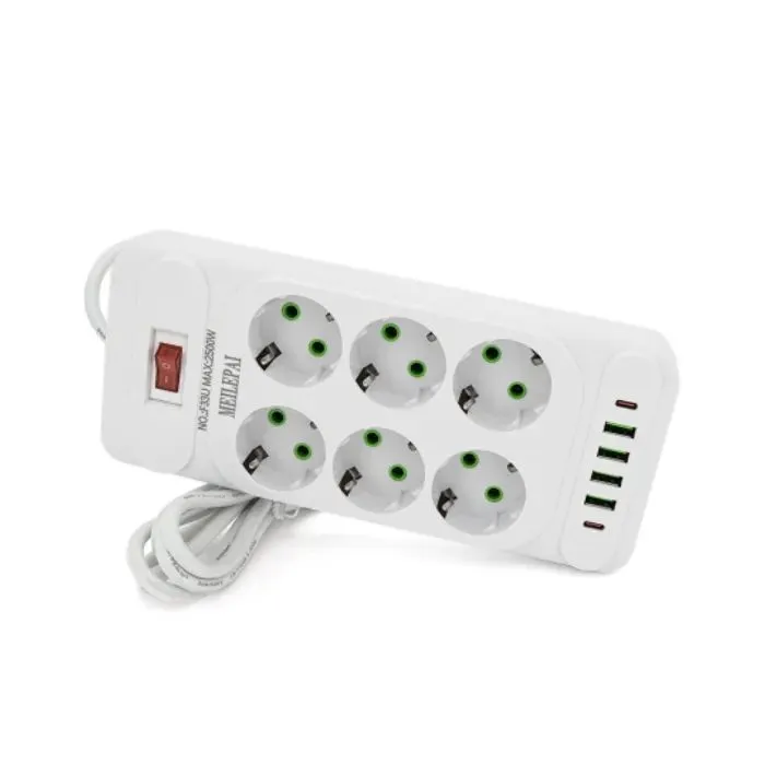 Сетевой фильтр питания Meilepai F33U, 6 роз EU, 4 USB, 2PD White (F33U-White)