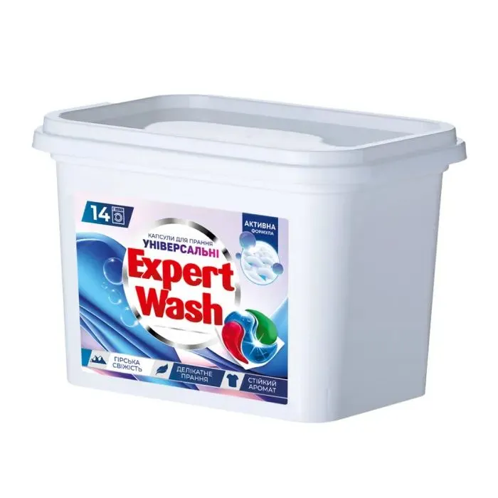 Капсулы для стирки Expert Wash Универсальные Горная свежесть 14 шт. (4820197122677)