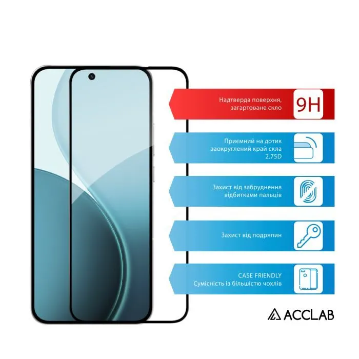 Скло захисне ACCLAB 9H Oppo A6 Pro Black (1283126637155) зображення 3