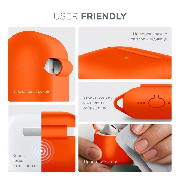 Чехол для наушников Armorstandart Hang Case For Apple AirPods Pro 3 Orange (ARM88278) изображение 5