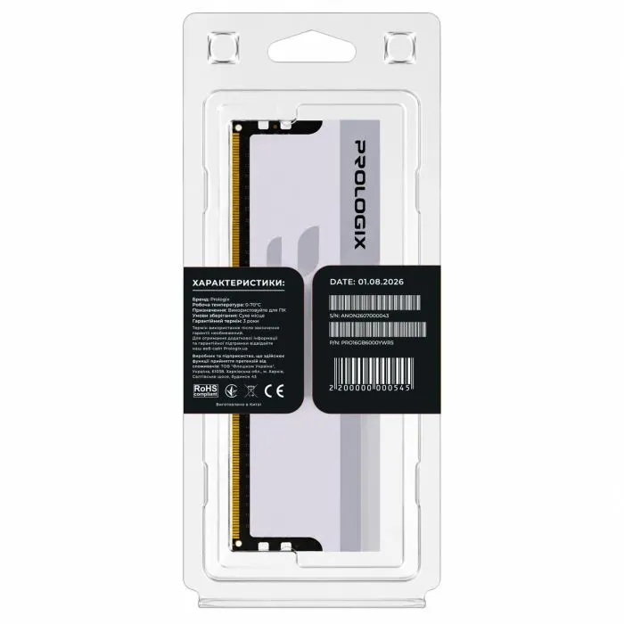 Модуль памяти для компьютера DDR5 16GB 6000 MHz Onyx White RGB Prologix (PRO16GB6000YWR5) изображение 5