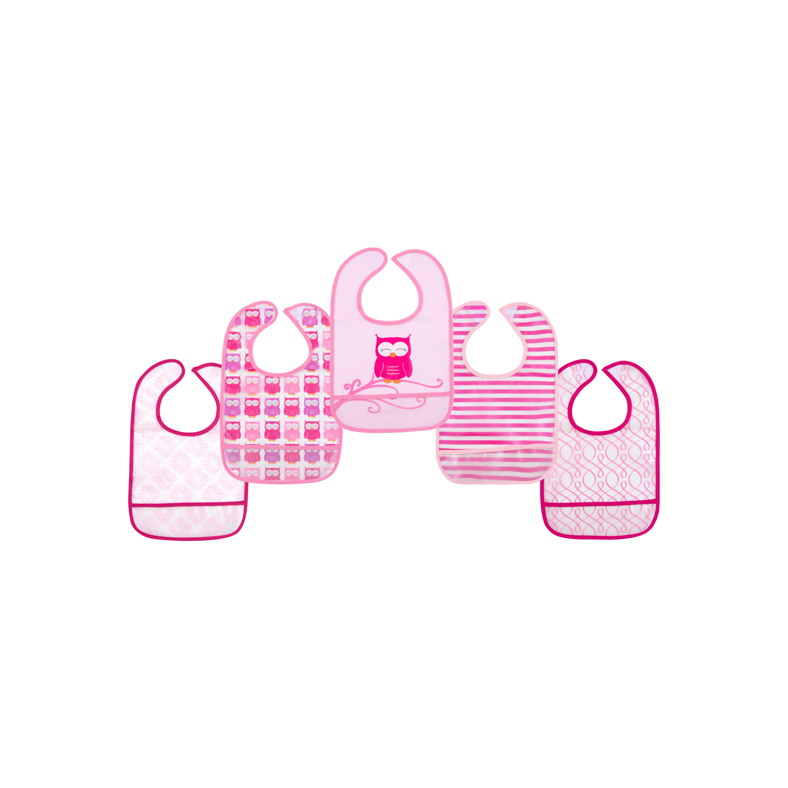 Слюнявчик Luvable Friends 5 шт с узорами, розовый (2208 F)