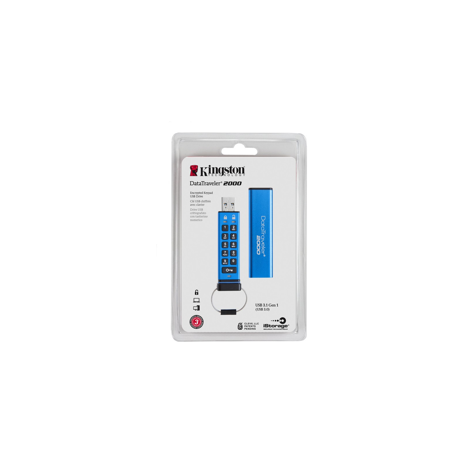 USB флеш накопичувач Kingston 64GB DT 2000 Metal Security USB 3.0 (DT2000/64GB) зображення 4