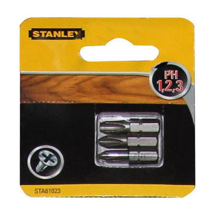 Набор бит Stanley Ph1, Ph2, Ph3, 25мм, 3шт. (STA61023) изображение 2