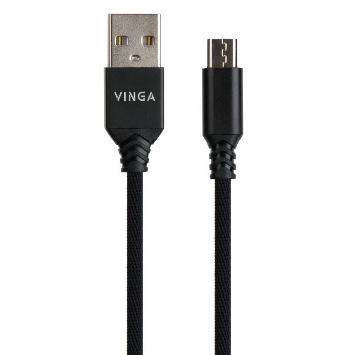 Дата кабель USB 2.0 AM to Micro 5P nylon 1m black Vinga (VCPDCMBN21BK) изображение 2