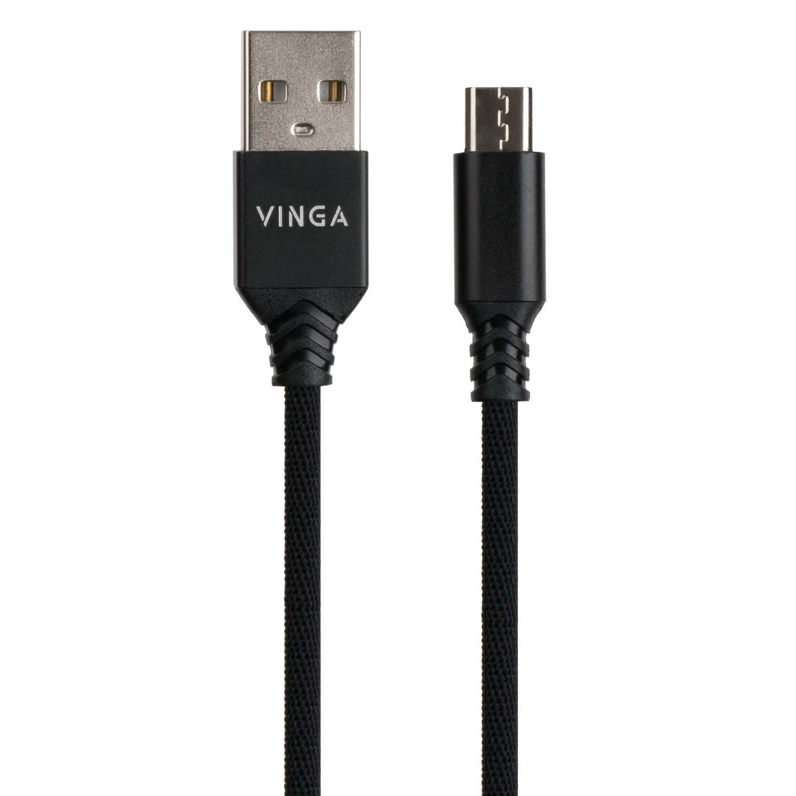 Дата кабель USB 2.0 AM to Micro 5P nylon 1m black Vinga (VCPDCMBN21BK) изображение 2
