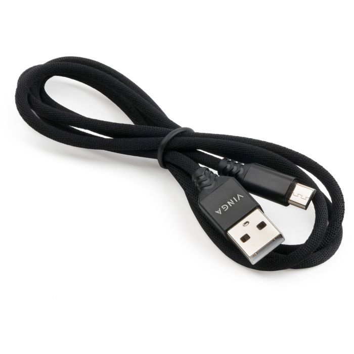 Дата кабель USB 2.0 AM to Micro 5P nylon 1m black Vinga (VCPDCMBN21BK) изображение 3