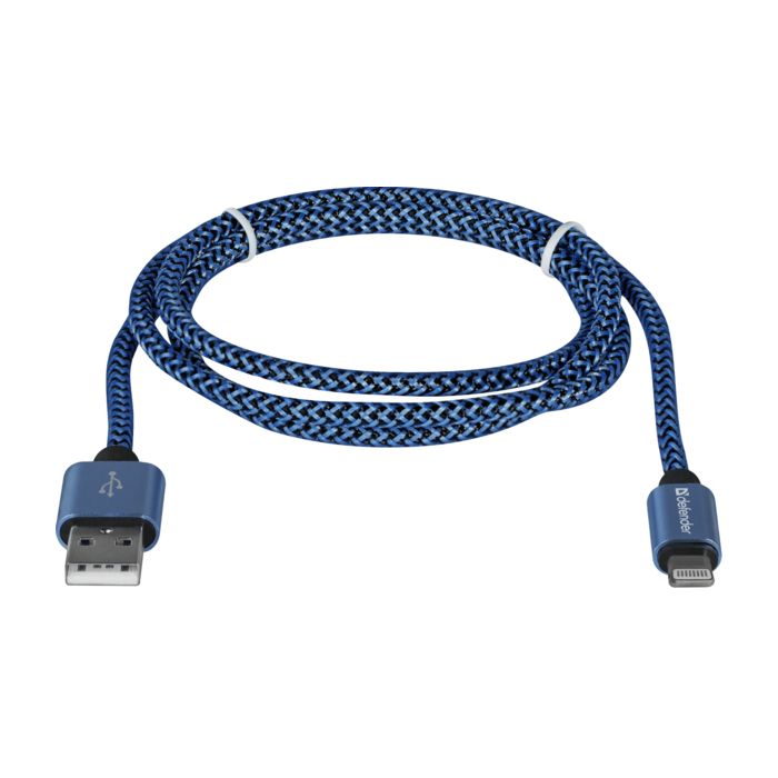 Дата кабель USB 2.0 AM to Lightning 1.0m ACH01-03T 2.1A blue Defender (87811) изображение 2