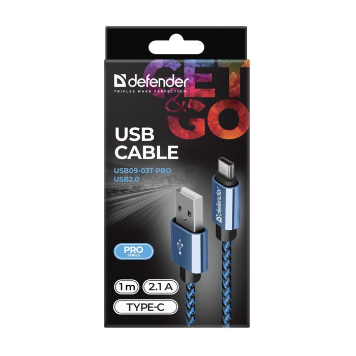 Дата кабель USB 2.0 AM to Lightning 1.0m ACH01-03T 2.1A blue Defender (87811) изображение 3