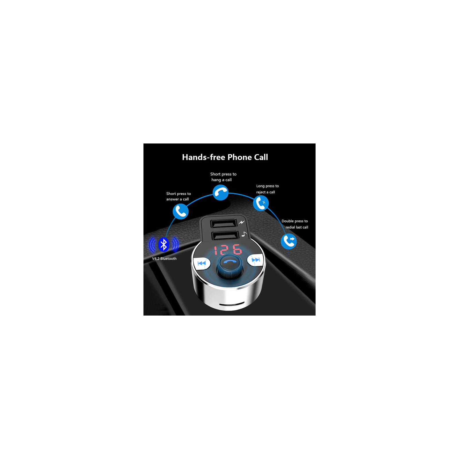 FM модулятор Vention Bluetooth 4.2 support microSD (HK203) зображення 6