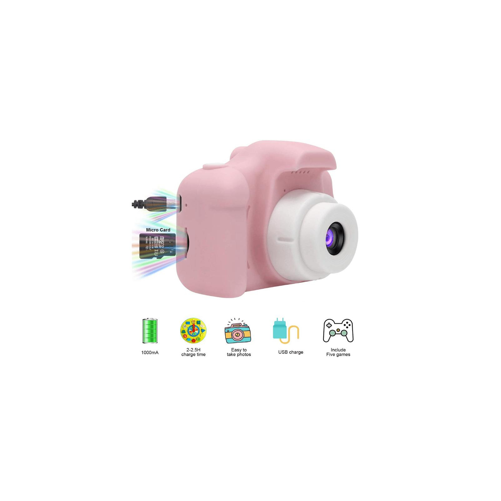 Интерактивная игрушка XoKo Цифровой детский фотоаппарат розовый (KVR-001-PN) изображение 5