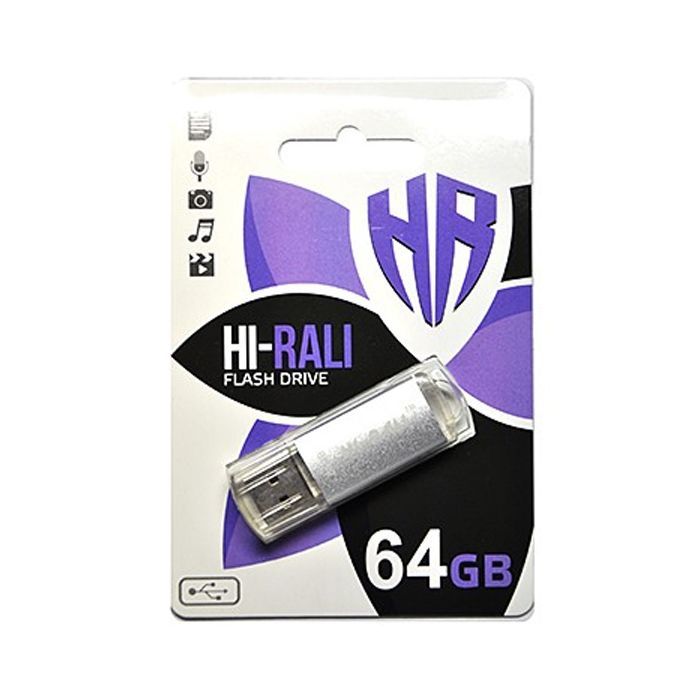 USB флеш накопитель Hi-Rali 64GB Rocket Series Silver USB 2.0 (HI-64GBVCSL)
