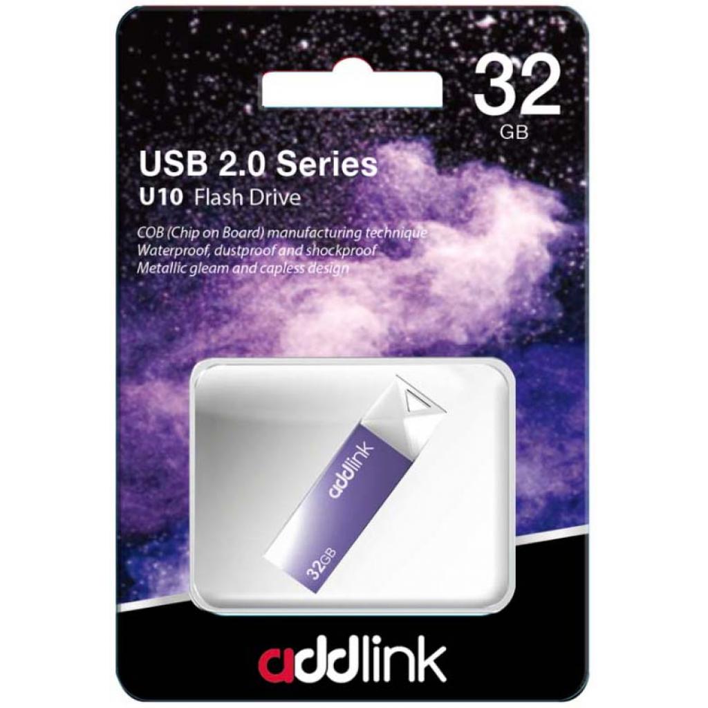 USB флеш накопичувач AddLink 32GB U10 Blue USB 2.0 (ad32GBU10B2) зображення 2