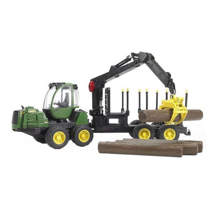 Спецтехника Bruder Трактор с системой захвата John Deere с прицепом и бревнами (02133) изображение 2