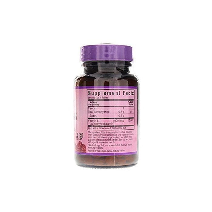 Витамин Bluebonnet Nutrition Метилкобаламин (В12) 1000мкг, Вкус Малины, Earth Sweet Chewa (BLB-00441) изображение 2